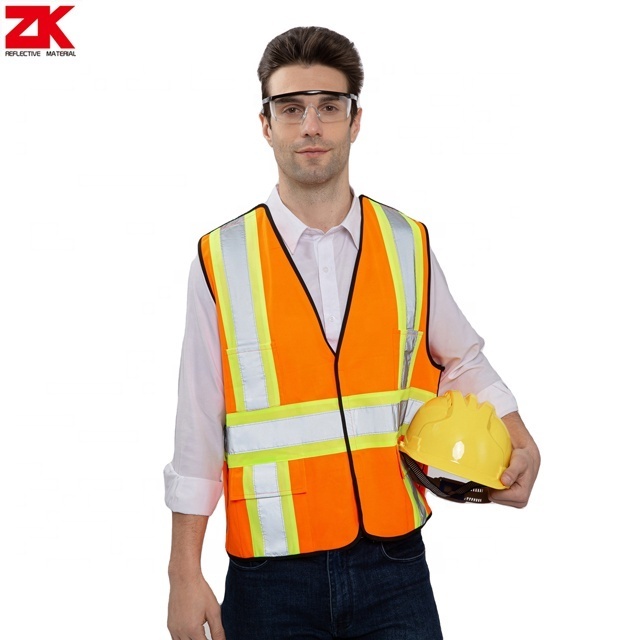 Hi vis contrasting color US style safety reflective vest