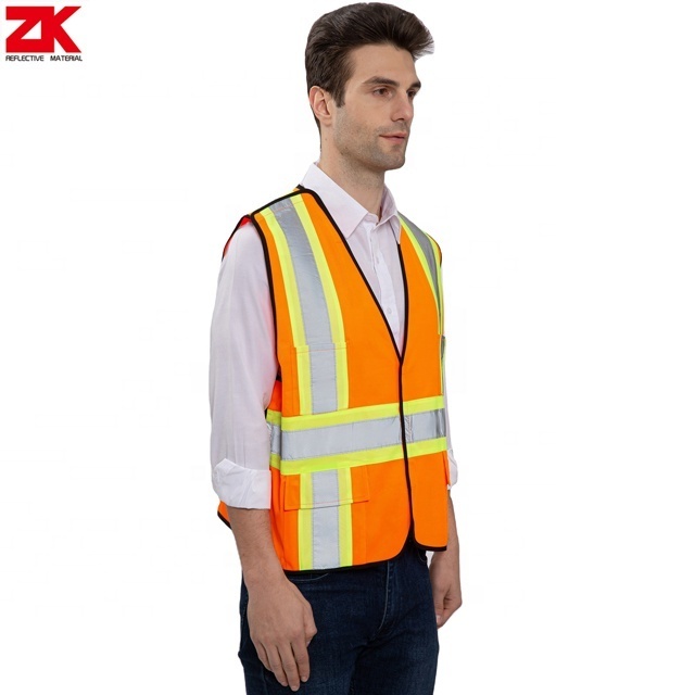 Hi vis contrasting color US style safety reflective vest