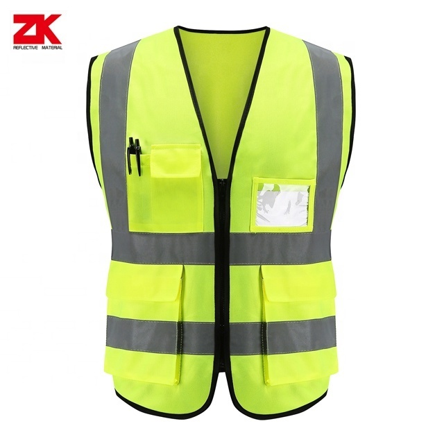 Promotional sleeveless yellow security staff work uniform reflective safety vest