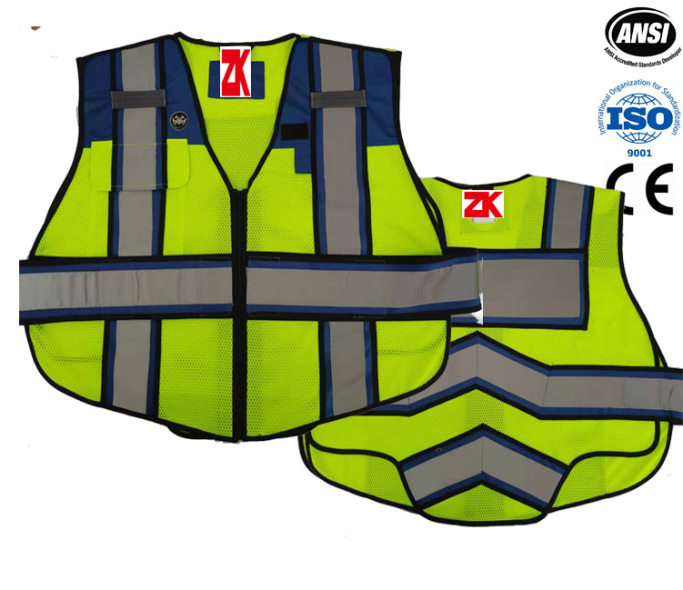 Warning Polyester breathable clothing high visibility Security Safety for construction workers reflective Vest