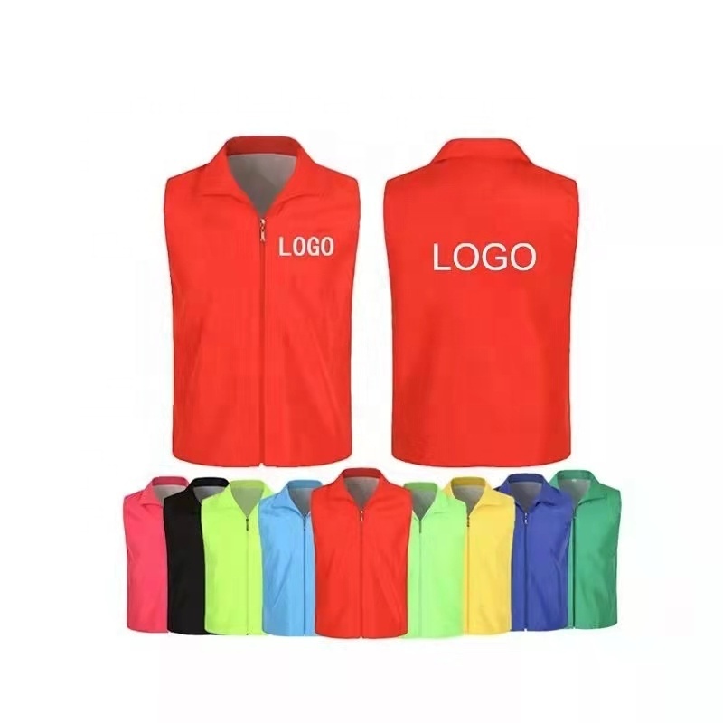 Custom Supermarket Volunteer Activity vest Full Zipper Uniform Vest with LOGO