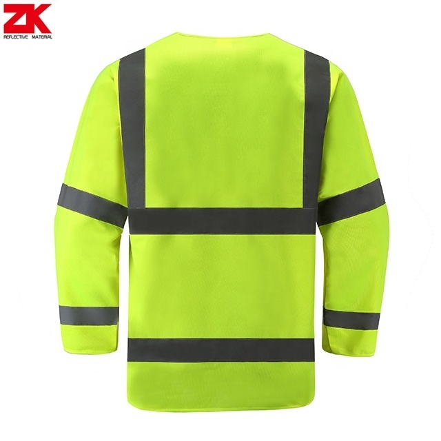 High visibility reflective long sleeve fluorescent clothes