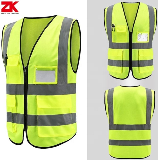 Promotional sleeveless yellow security staff work uniform reflective safety vest