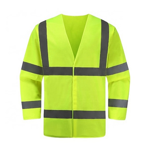 High visibility reflective long sleeve fluorescent clothes