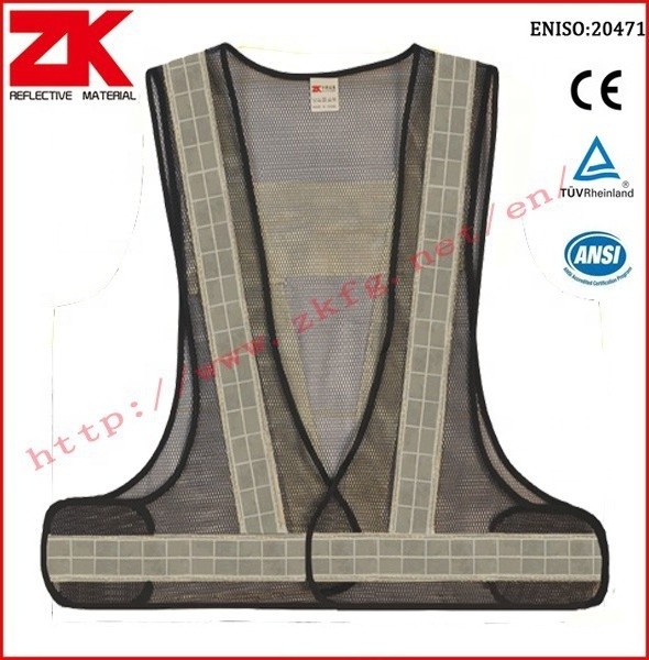 EN471 luminous mesh black safety vest with reflective tape