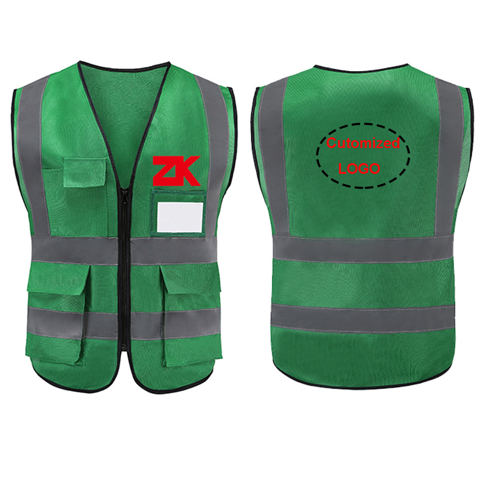 Customized logo printing vest red safety reflective vest