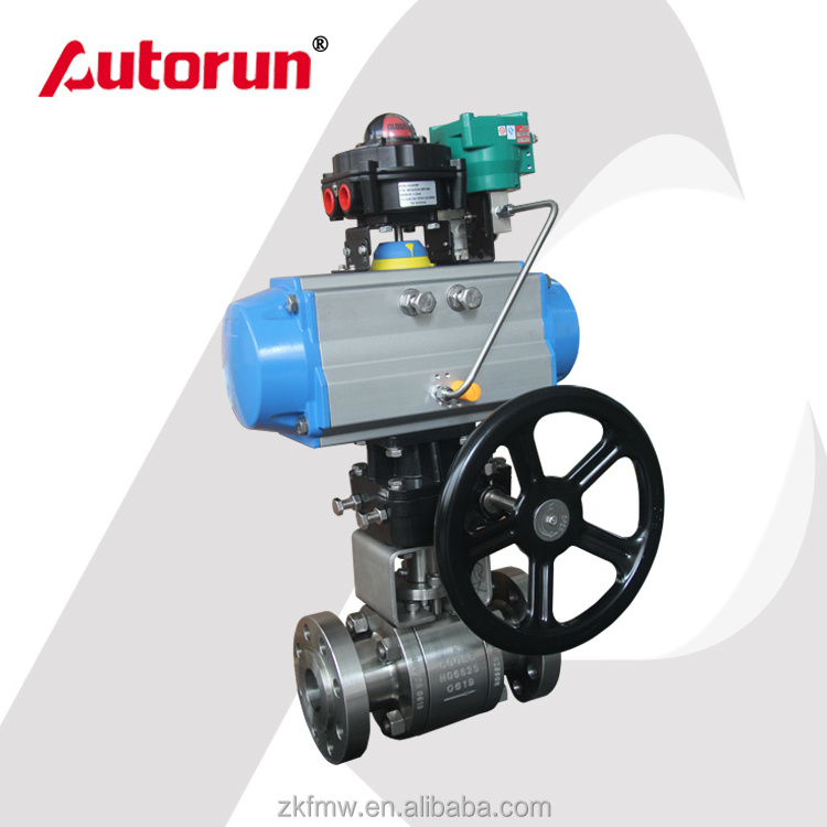 Pneumatic Forged Steel Ball Valve with explosion proof solenoid valve and limit switch