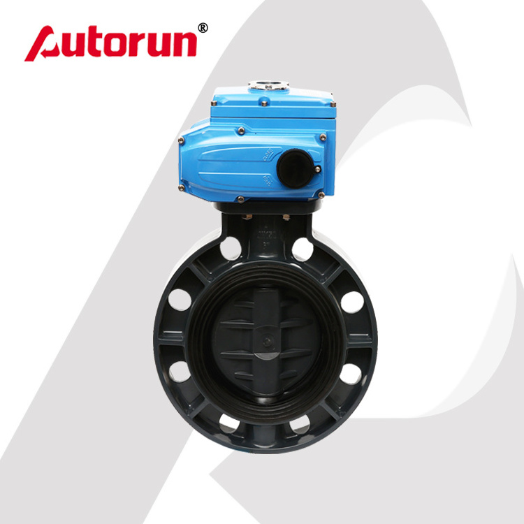 PVC autorun plastic electric wafer butterfly valve