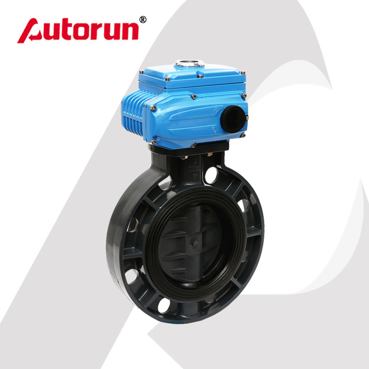 PVC autorun plastic electric wafer butterfly valve