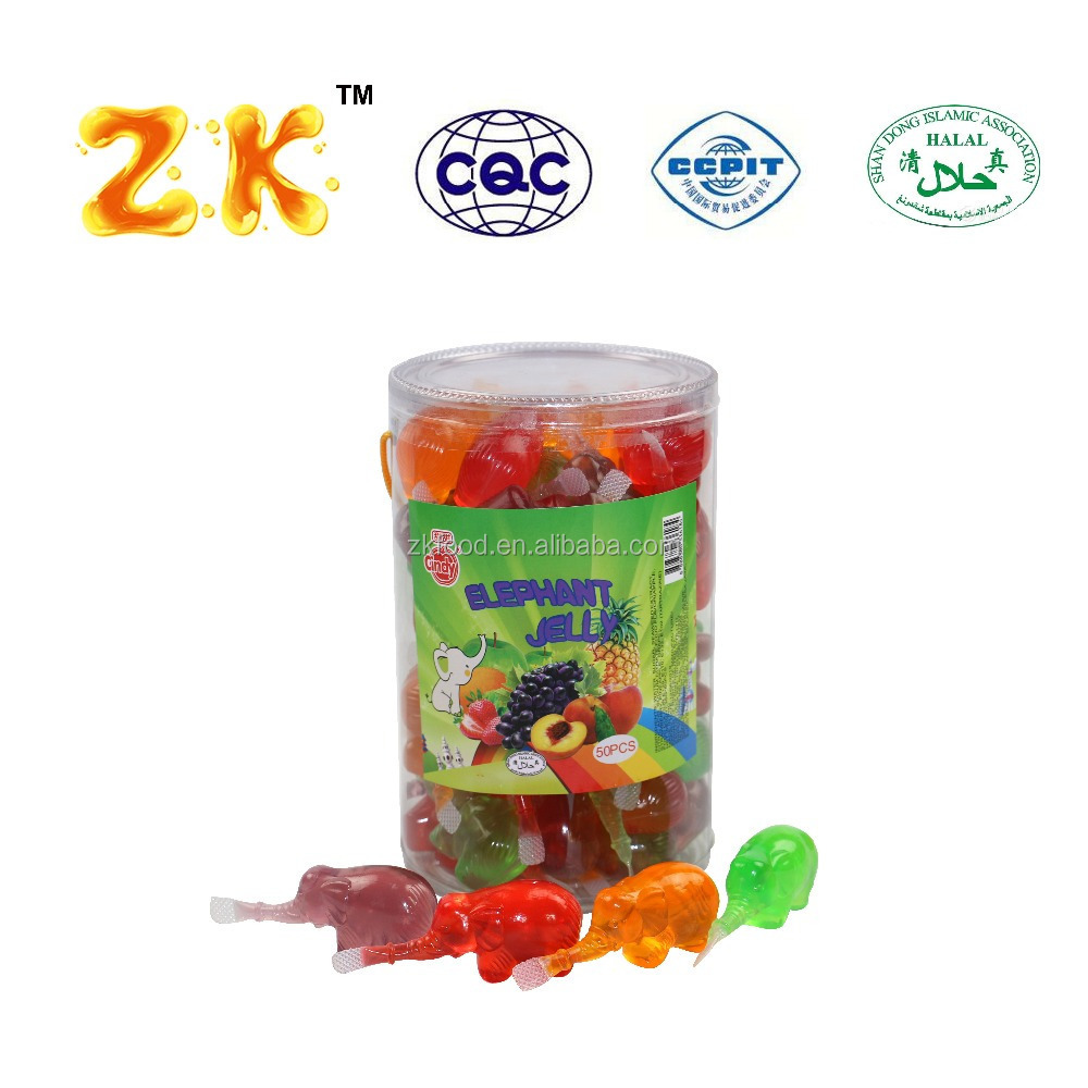 natural fruit jelly snack elephant shape jelly in PVC