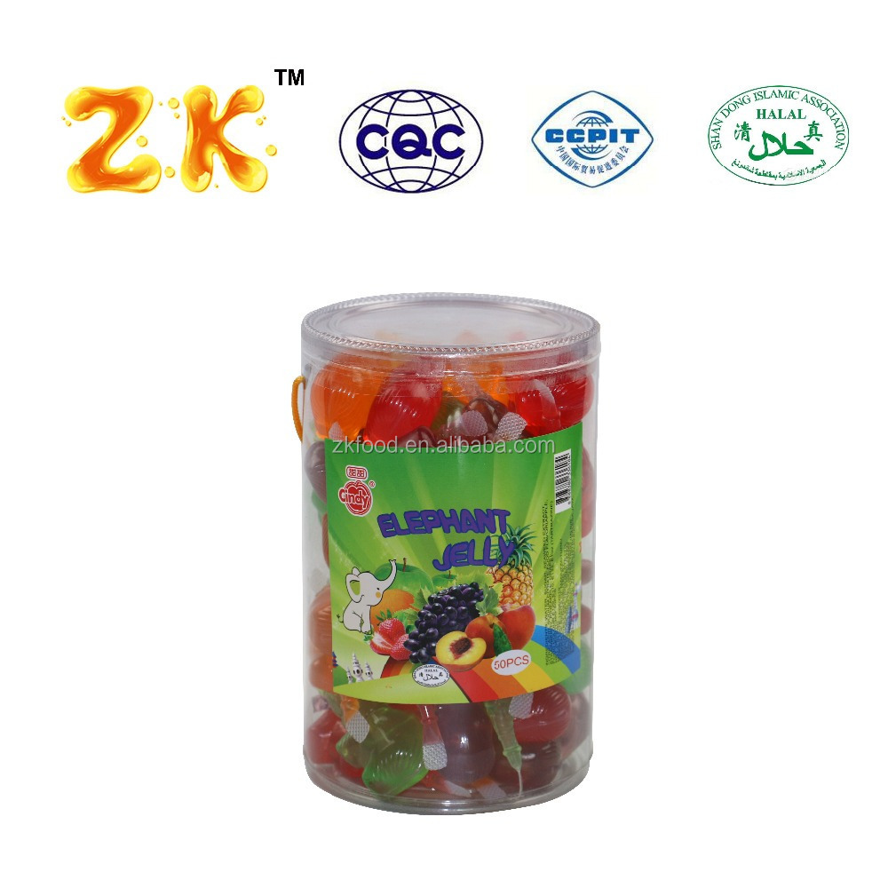 natural fruit jelly snack elephant shape jelly in PVC