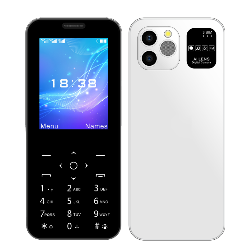 China factory 3 sim cards cheap price 64MB +64MB 2.4 inch big screen mobile phone with new style design