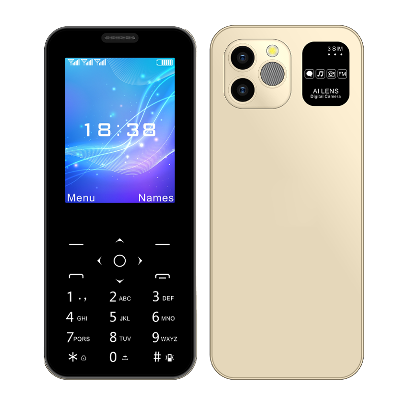 China factory 3 sim cards cheap price 64MB +64MB 2.4 inch big screen mobile phone with new style design