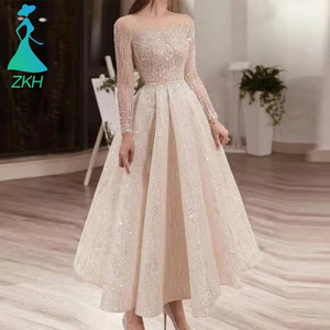 10717-SW93 strapless long sleeve slim prom party maxi sequin wedding ball gown evening dresses long for women sehe fashion