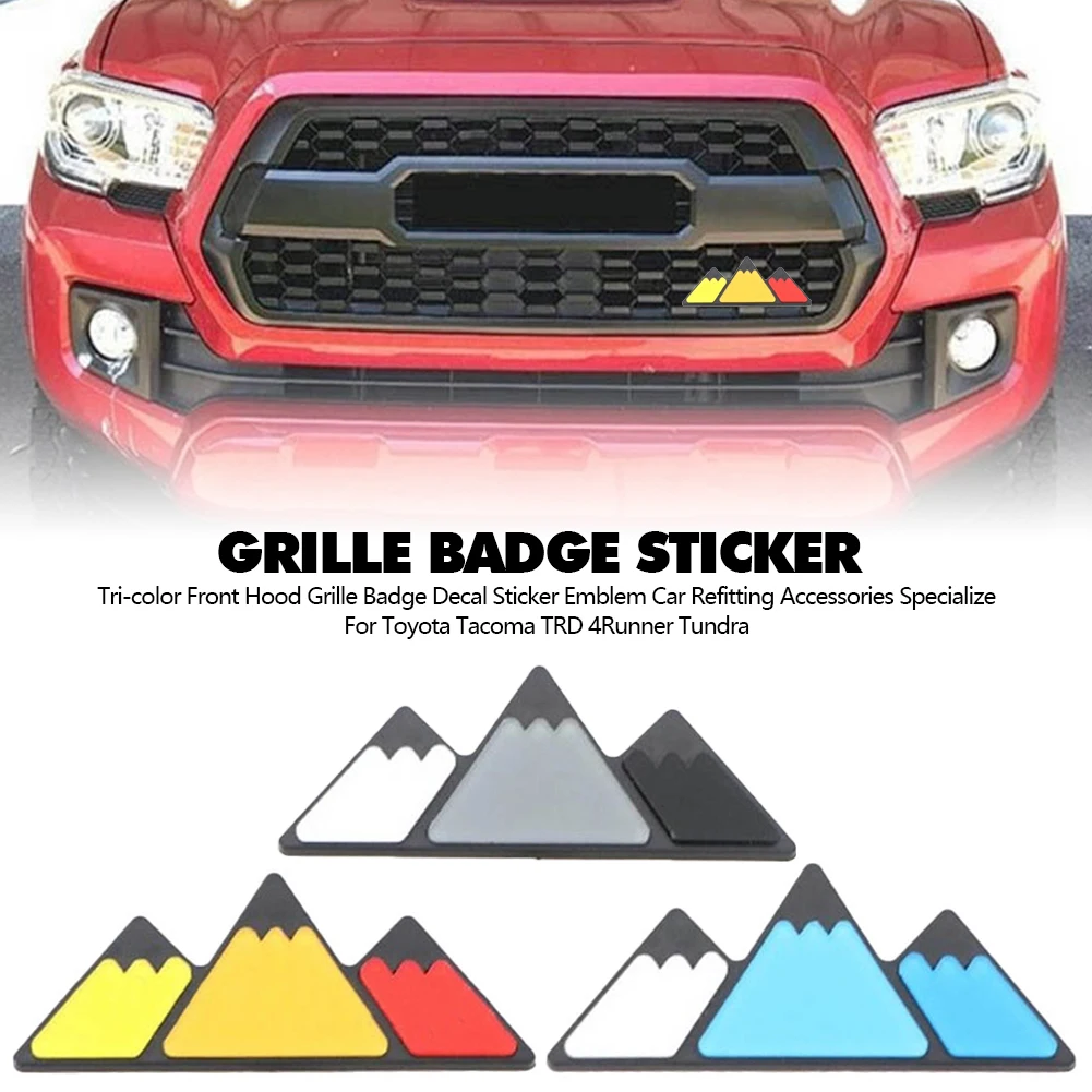 Snow Mountain 3D TRI-COLOR Grille Badge ABS Chrome Car Emblem For Toyota Tacoma 4Runner Tundra