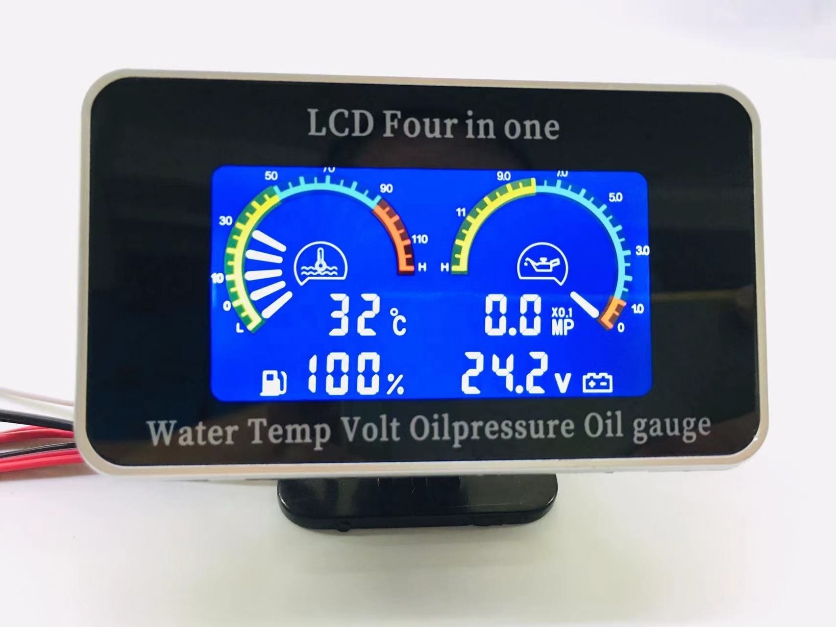 12v/24v 4-in-1 liquid crystal oil pressure voltmeter Water temperature oil meter with 10mm temperature sensor for cars and truck