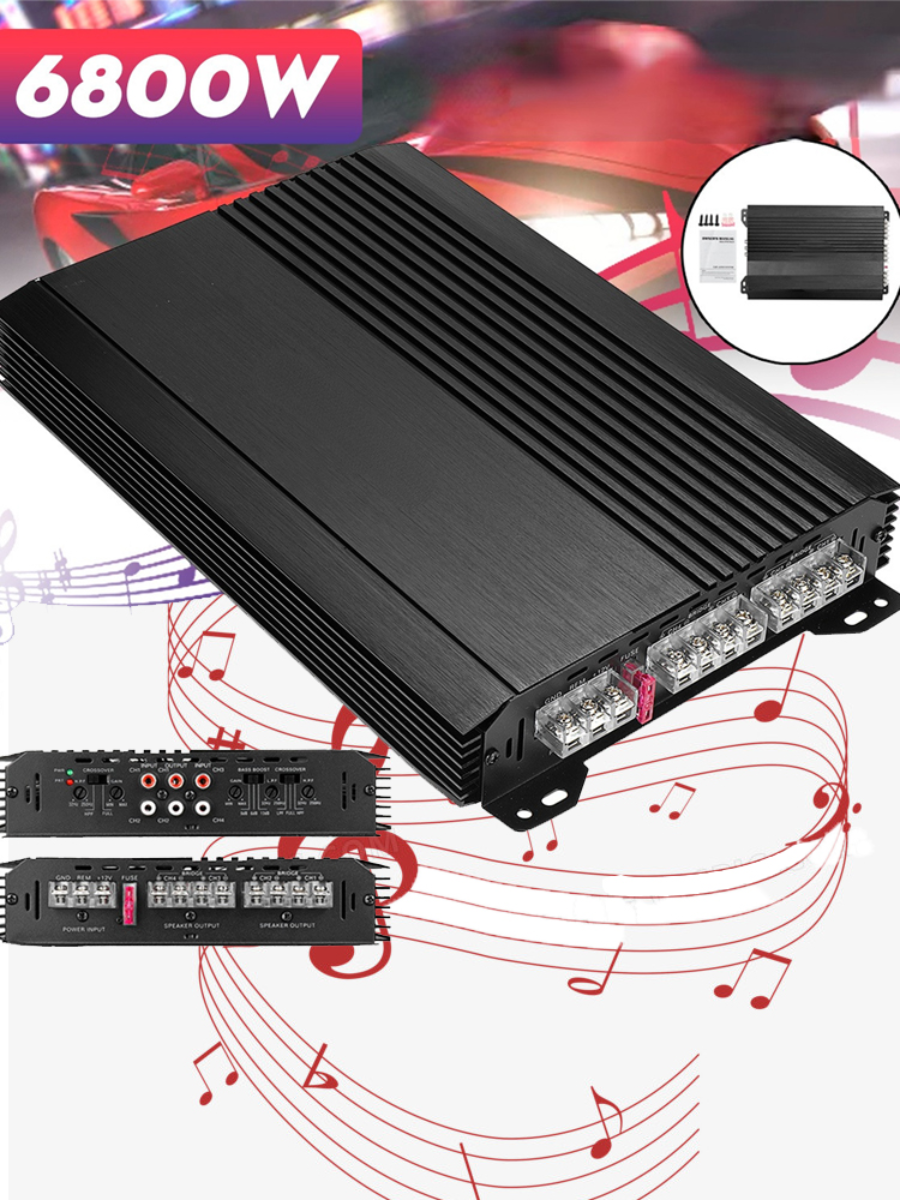 High-quality 4 Channel Car Power Amplifier 12V 6800W All-aluminum Alloy Sound Quality Subwoofer Amplifier Car Audio