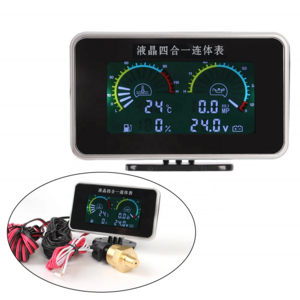 12v/24v 4-in-1 liquid crystal oil pressure voltmeter Water temperature oil meter with 10mm temperature sensor for cars and truck