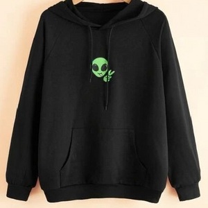 Kangaroo Pocket Alien Print Hoodie