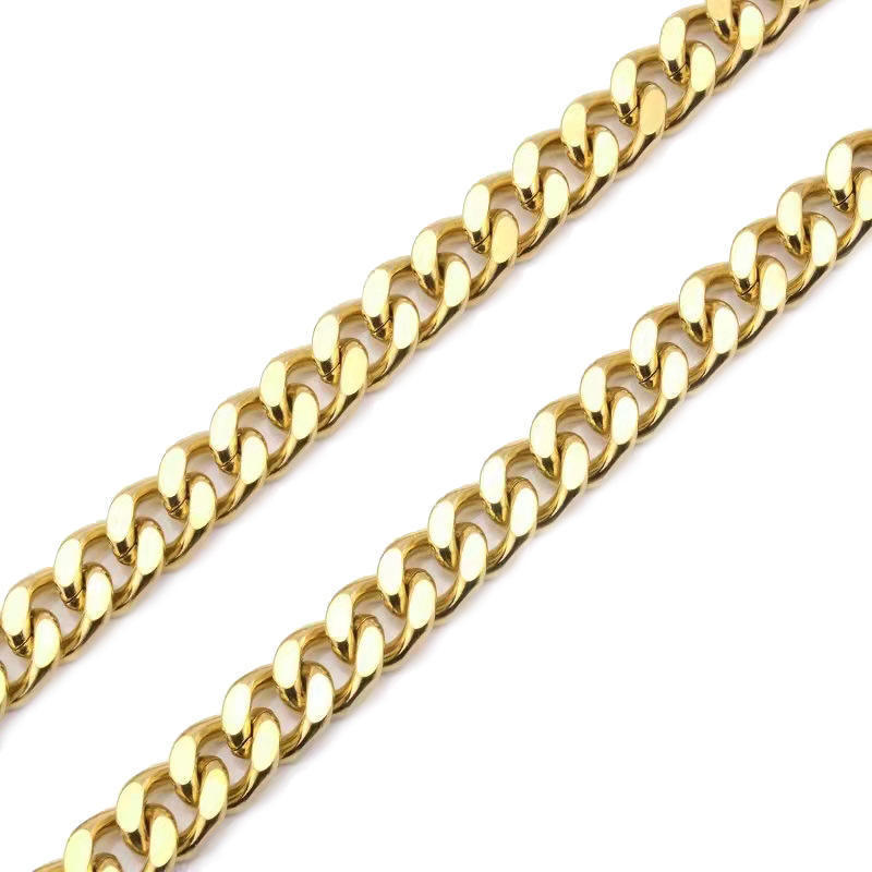 High Quality Wholesale Custom 316 Stainless Steel Bulk DIY Gold Plated Curb Chains for Necklace Jewelry Making