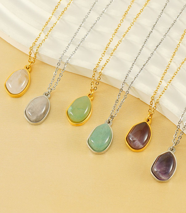 New Senior Sense Europe  United States Irregular Natural Stone Necklace Gold Plated Collarbone Chain Jewelry Girl Gift