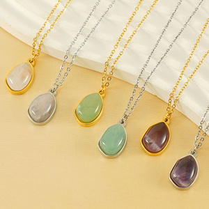 New Senior Sense Europe  United States Irregular Natural Stone Necklace Gold Plated Collarbone Chain Jewelry Girl Gift