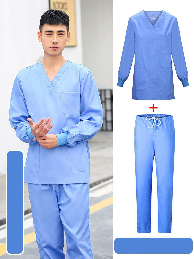 Hospital men's and women's short-sleeved surgical gown Polyester cotton multi-color surgical split suit work uniform