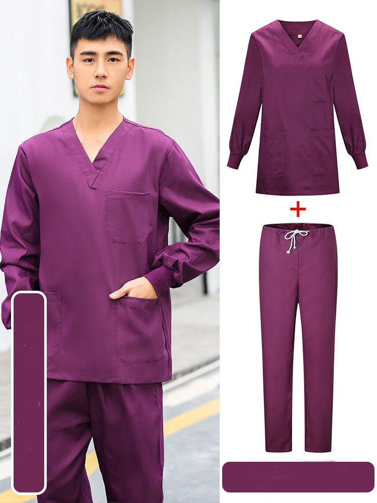 Hospital men's and women's short-sleeved surgical gown Polyester cotton multi-color surgical split suit work uniform