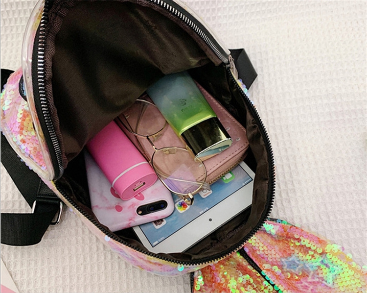 2019 Latest Fashion Kids Mini Bag Custom Light Glitter rabbit Bag Cartoon Girl unicorn Shining Sequin Backpack mochila LED