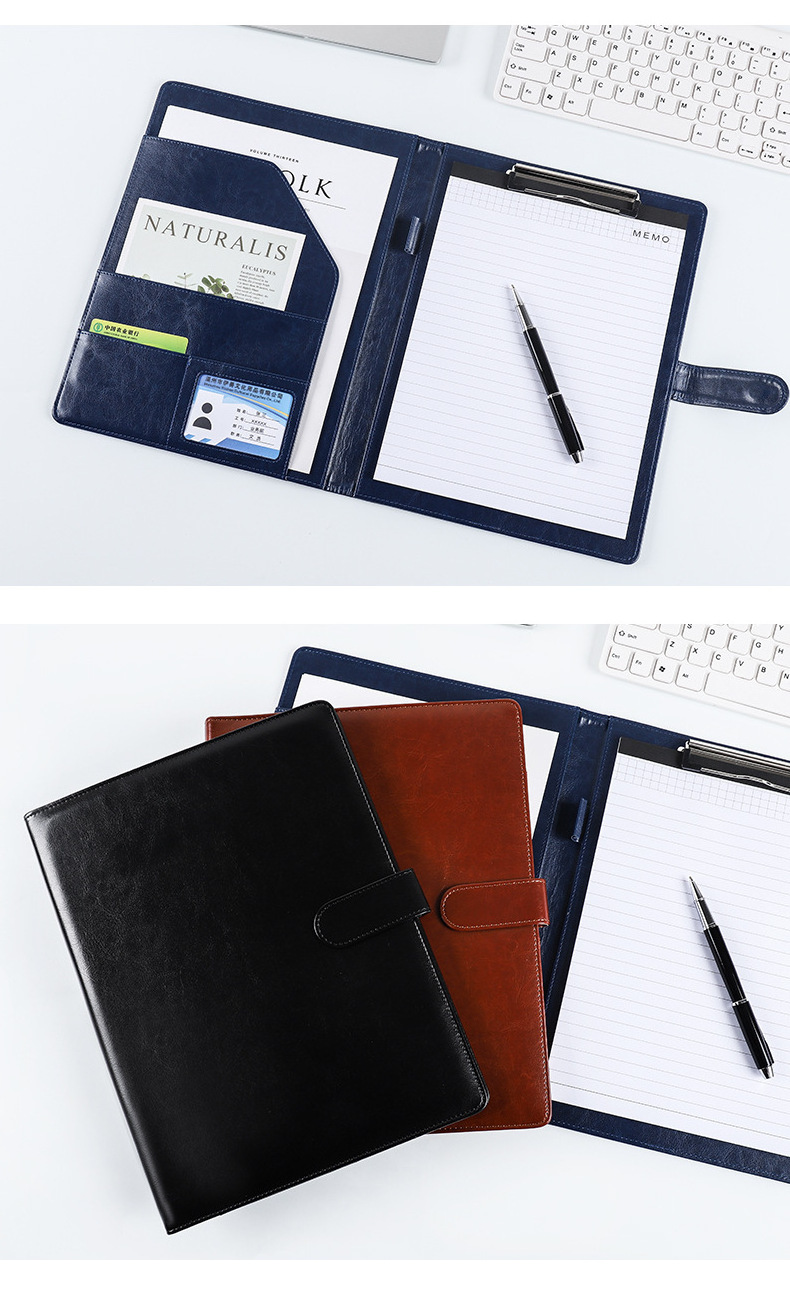 A4 Faux Leather Portfolio File Folder Padfolio Writing Pad Document Organizer & Business Card Holder Writing Pad