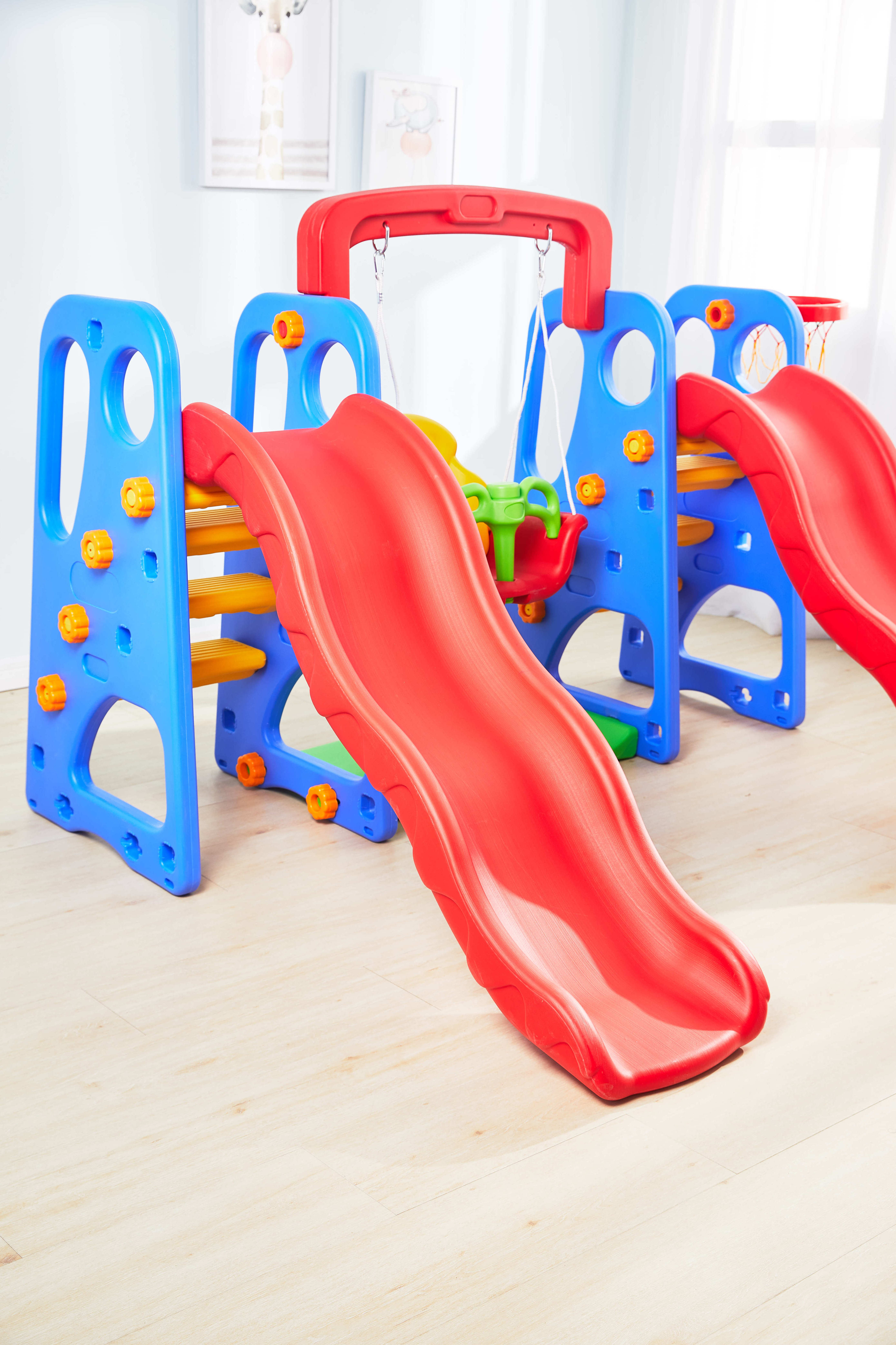 New Colorful Children Indoor Baby Large Slides Kindergarten Plastic Slide And Swing For Kids