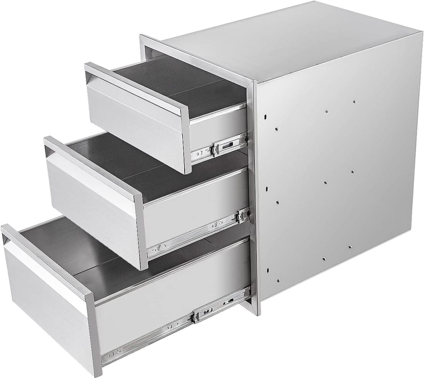 Outdoor Kitchen Drawer Stainless Steel BBQ Triple Drawer Flush Mount Kitchen Storage Drawer