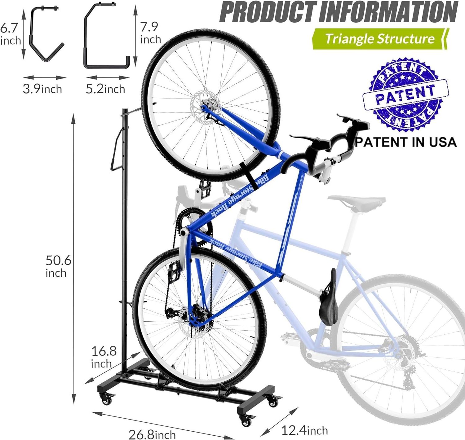 Upright Bike Stand Vertical & Horizontal Adjustable Height Bike Storage Rack Bicycle Floor Parking Rack