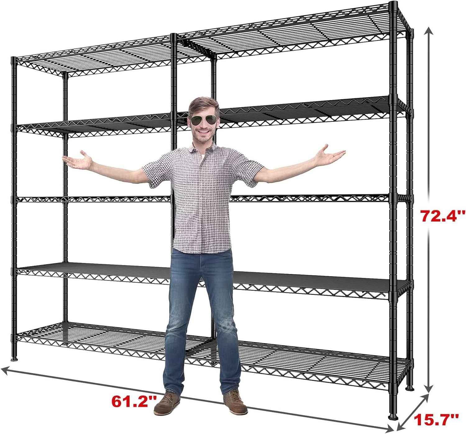 1500LBS Storage Shelves 5 Tier Metal Shelving for Storage Rack Shelves for Storage Heavy Duty