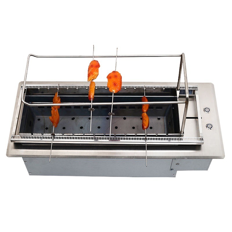 Automatic Barbecue Grill Charcoal Barbecue Machine Push-pull Electric Lift Charcoal Box Skewer Stove Commercial Skewer Machine