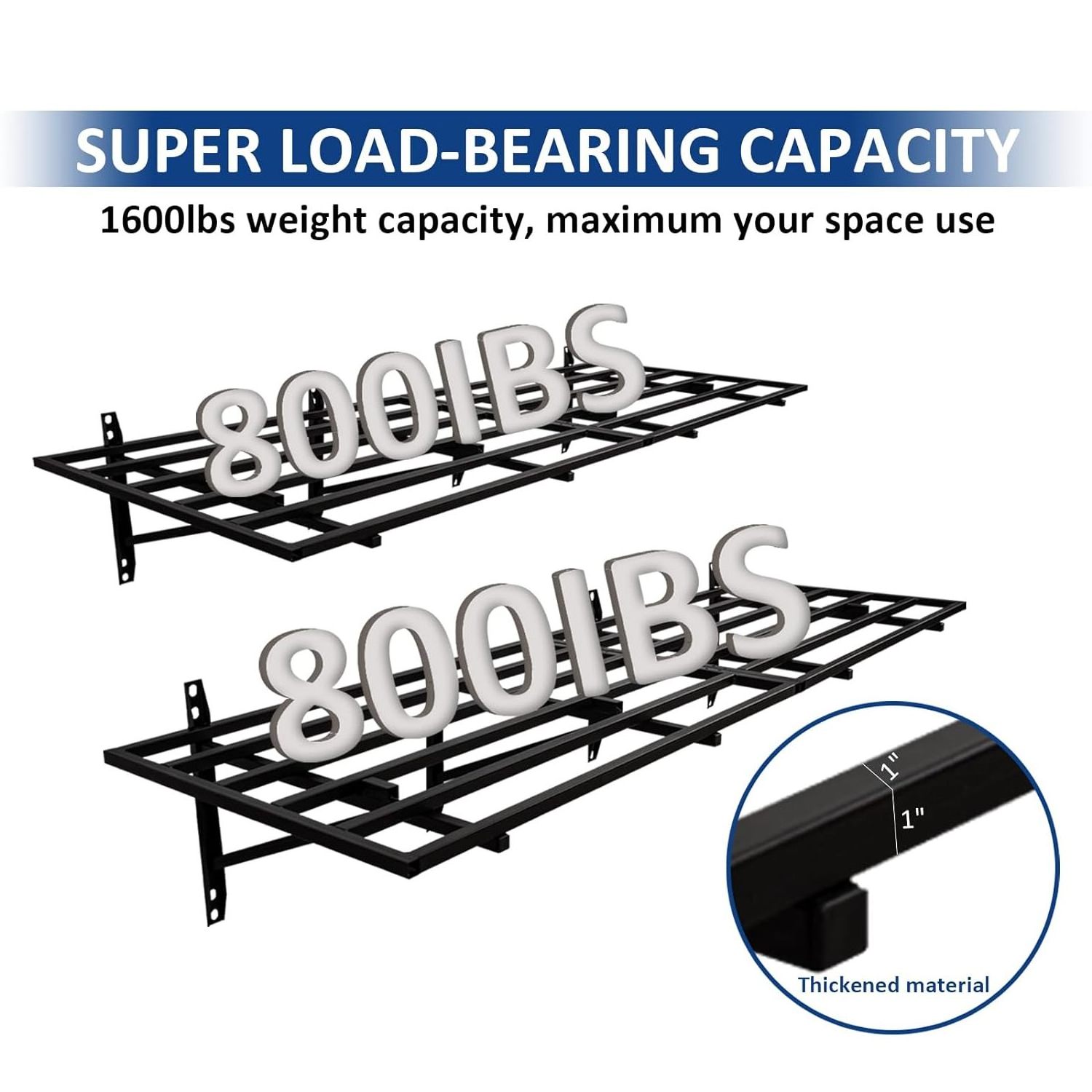 Heavy Floating Shelving 800 LBS Shelving Wall Rack Metal Shelves for Storage for Garages Sheds Workshops