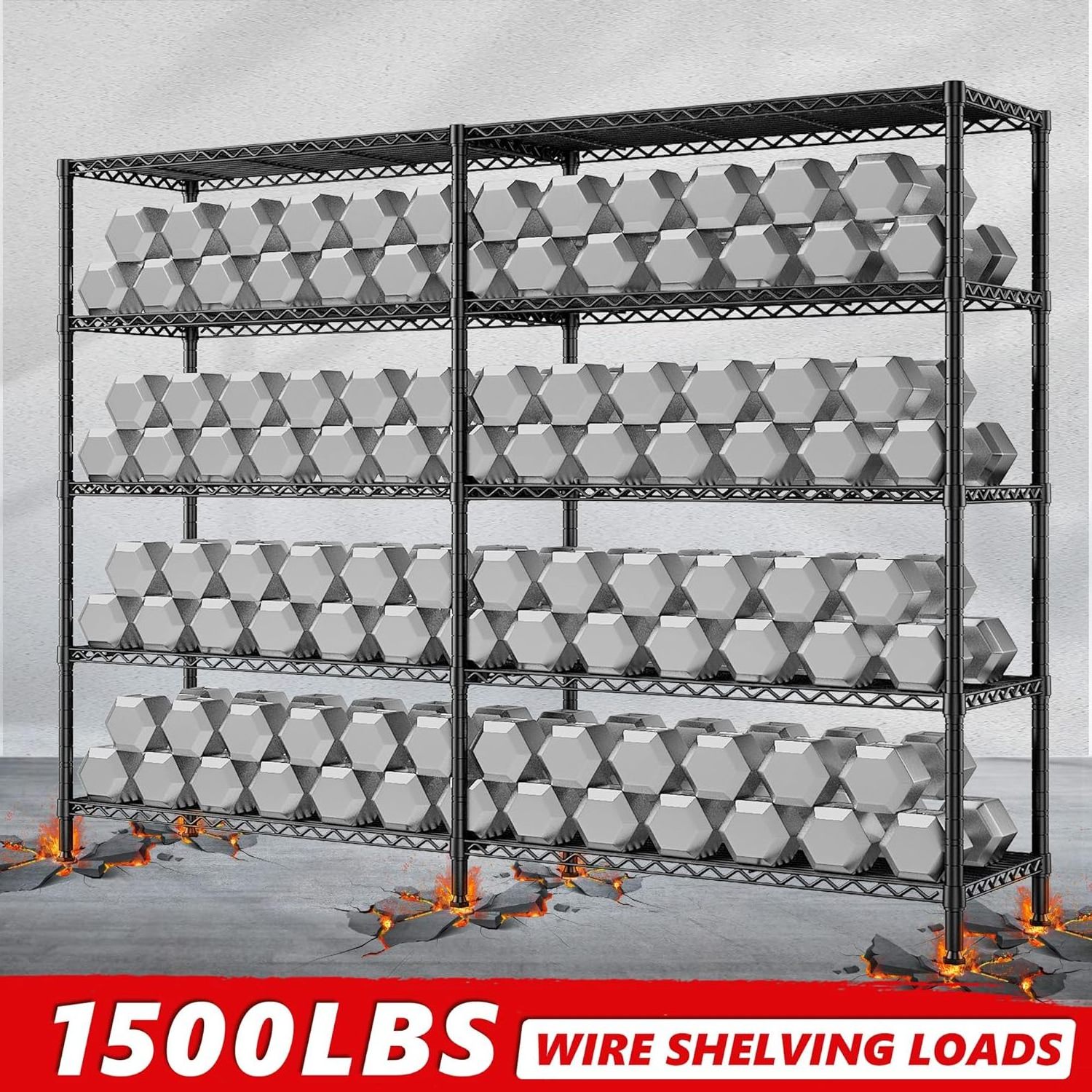 1500LBS Storage Shelves 5 Tier Metal Shelving for Storage Rack Shelves for Storage Heavy Duty