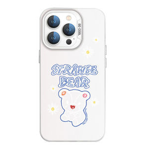 Minimalist teddy bear Phone14 promax phone case 13 cute ins style 12 hard case 15 PLUS lines 15 colorful silver case 11