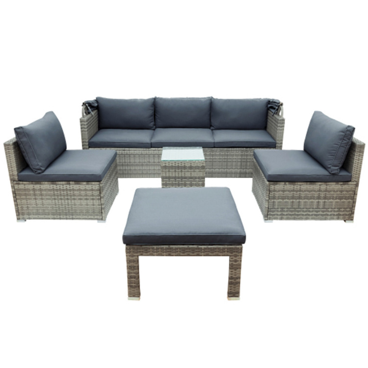 Mueble De Para Jardin 5 Pieces Outdoor Furniture Sectional Patio Steel Seater Garden PE Rattan Wicker Corner Sofa Garden Set