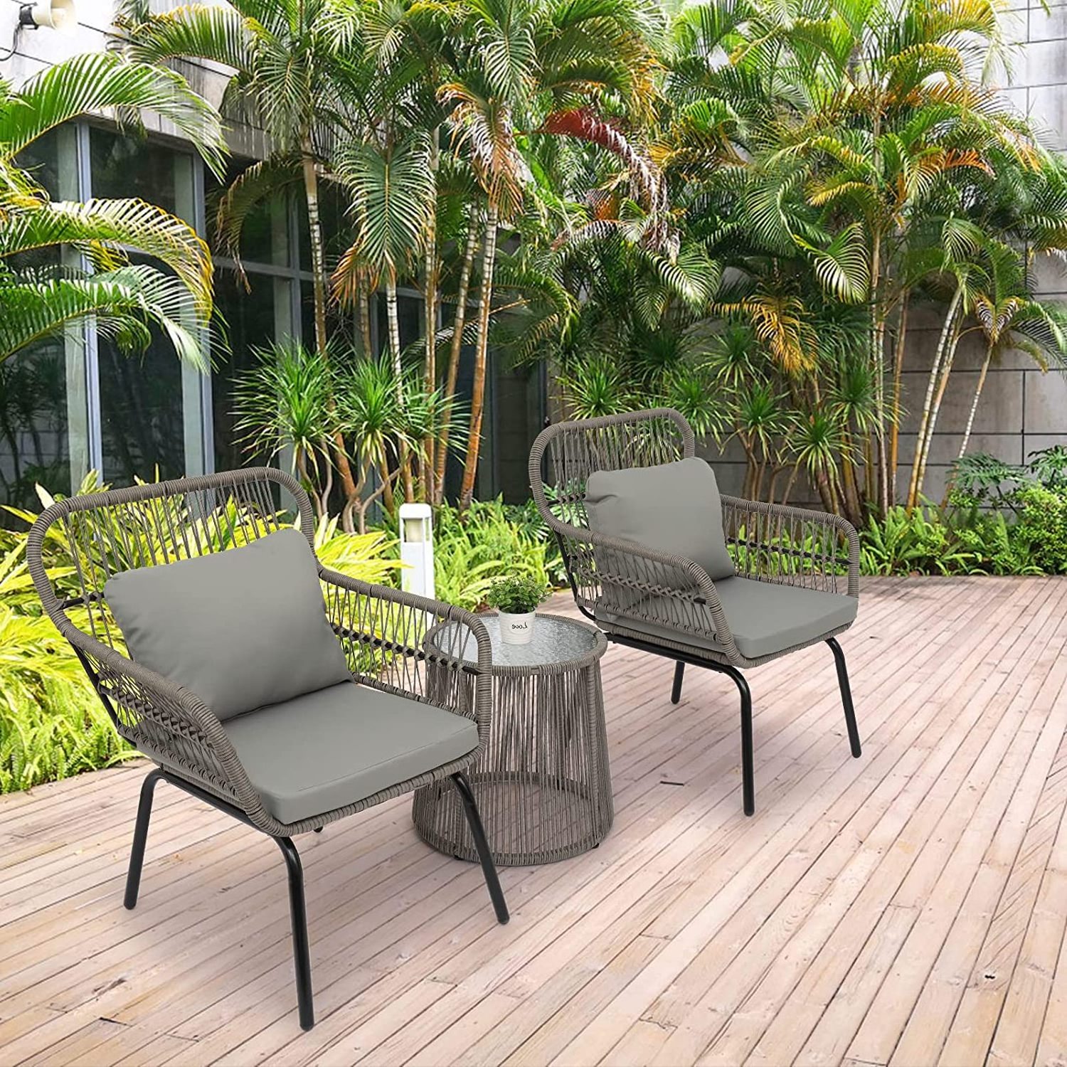 Muebles de exterior Conjunto Backyard Leisure Outdoor Furniture Rattan All Weather Bistro Set