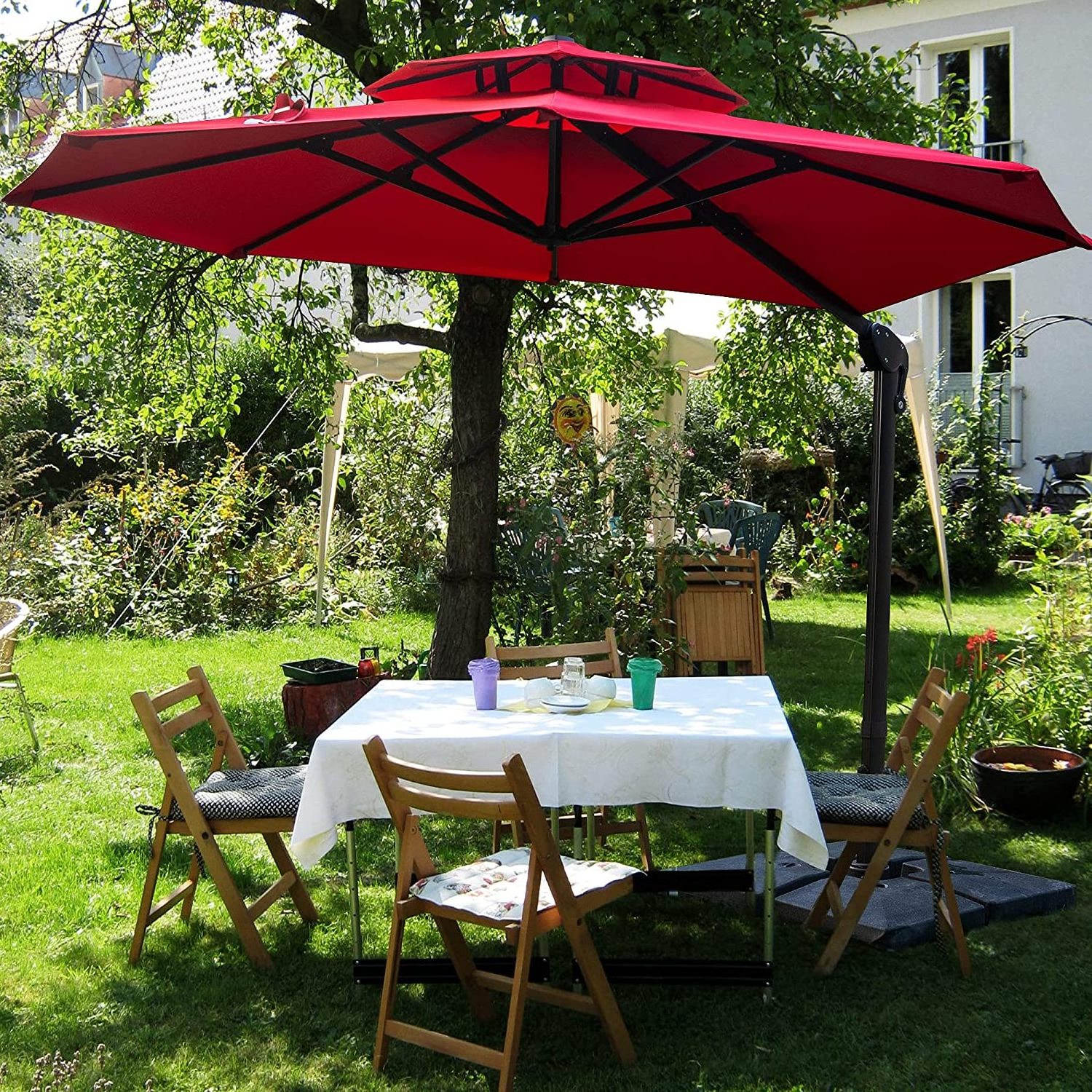 Parasol Fauteuil De Rotin Uv Cantilever Aluminum Sunshade Waterproof Umbrella Protection Restaurant With Bases Parts