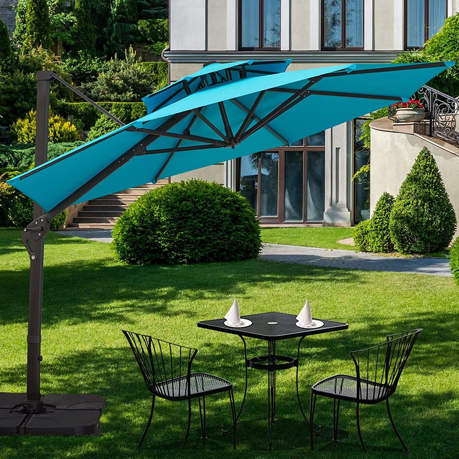 Parasol Fauteuil De Rotin Uv Cantilever Aluminum Sunshade Waterproof Umbrella Protection Restaurant With Bases Parts