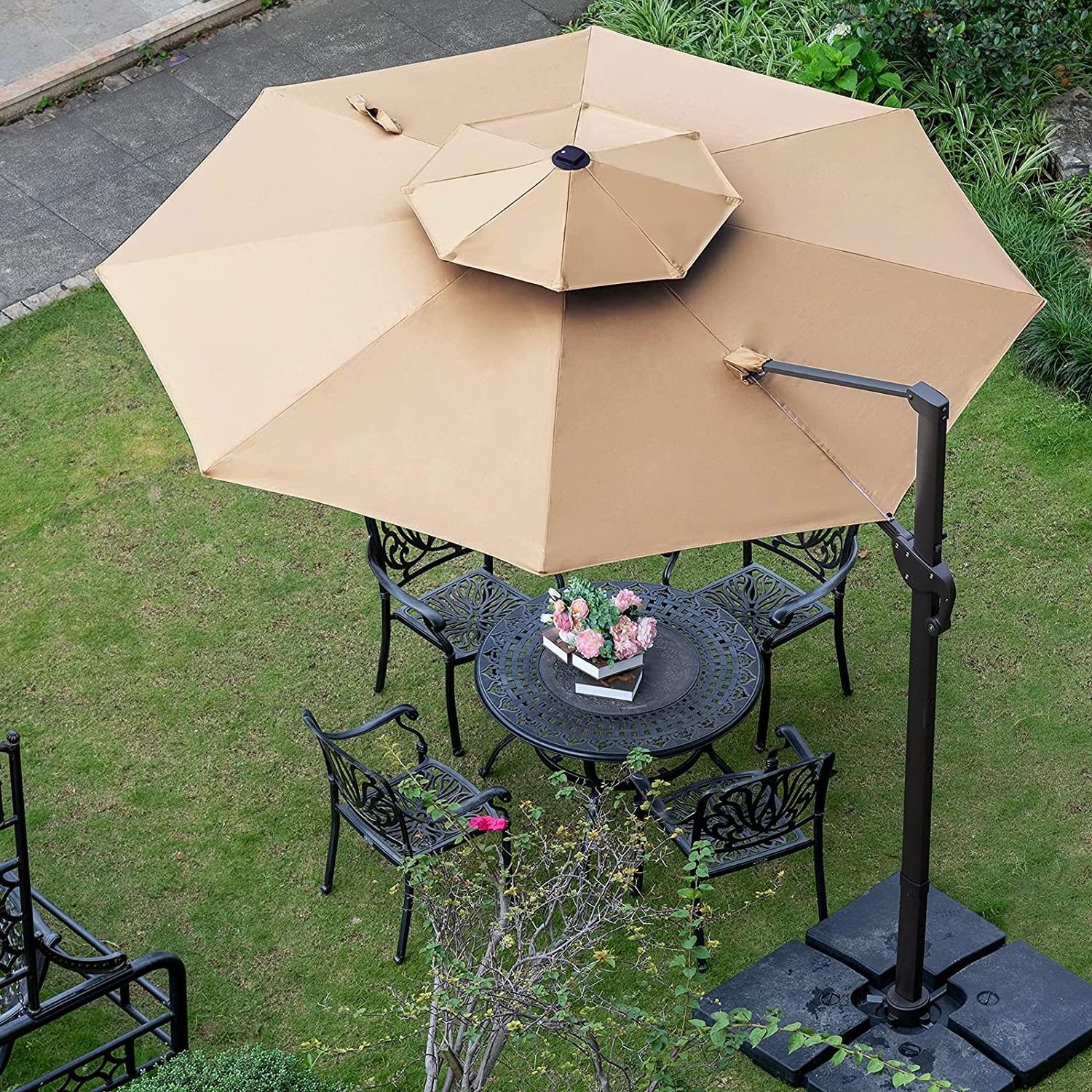 Parasol Fauteuil De Rotin Uv Cantilever Aluminum Sunshade Waterproof Umbrella Protection Restaurant With Bases Parts