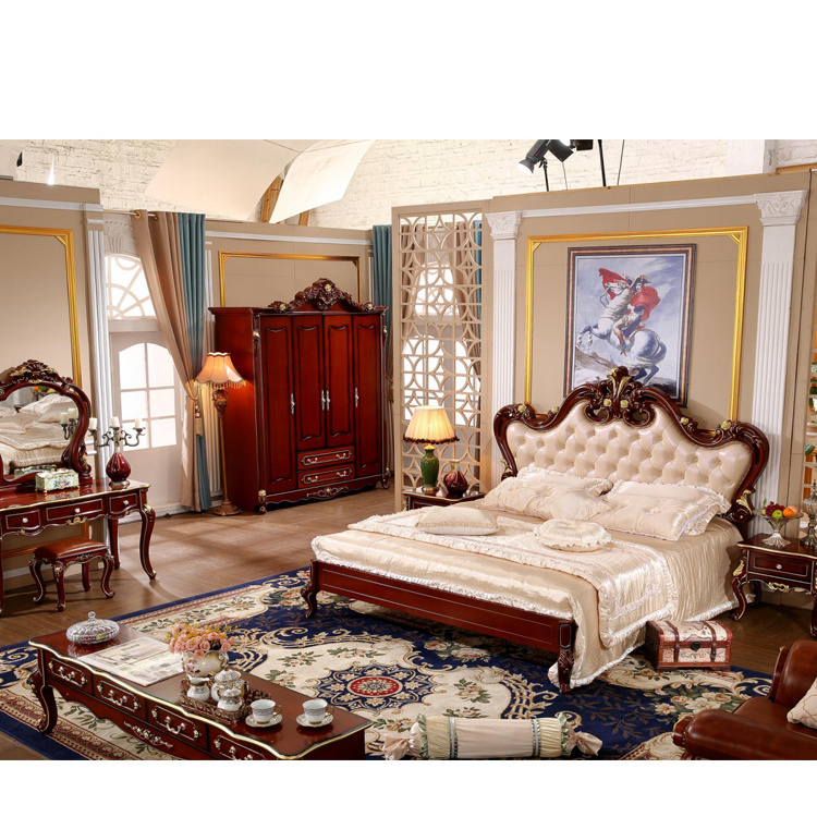 Princess Royal Antique Classical Luxury Wooden Mdf European Style Bedroom Furniture Mobilier De Chambre Acoucher Bed Room Set