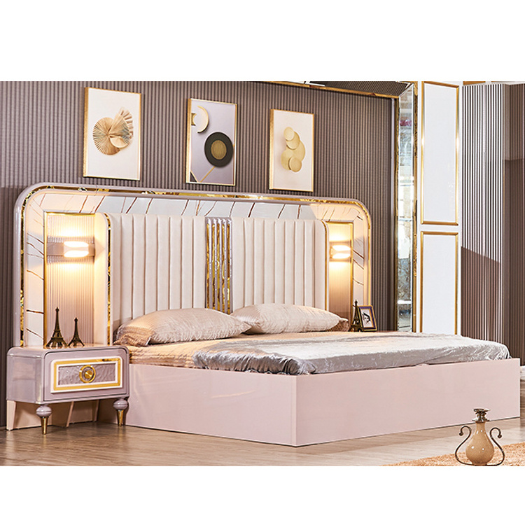 Lit Complet Ensemble De Chambre Cama De Dos Plazas Modern Full Queen Size Bedroom Set With Wardrobe And Mirror