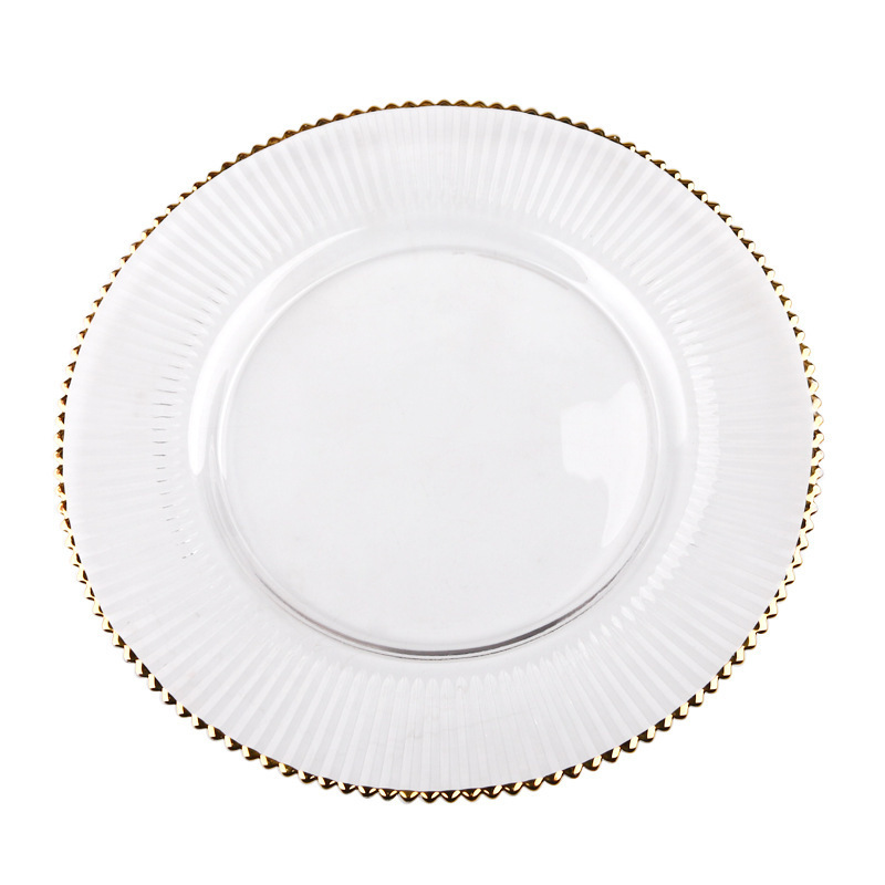 Hot 2023 charger plates Round Phnom Penh Crystal Glass Plate Hotel Heat Resistant Glass Dinner Plate Wedding Tableware