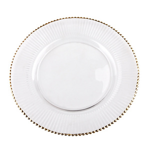 Hot 2023 charger plates Round Phnom Penh Crystal Glass Plate Hotel Heat Resistant Glass Dinner Plate Wedding Tableware