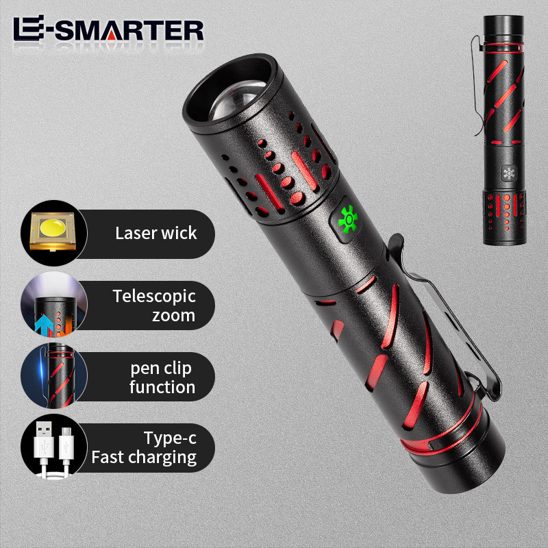 Aluminum Portable Adjustable Outdoor Emergency Lighting Rechargeable Laser Linterna Mini Led Flashlight