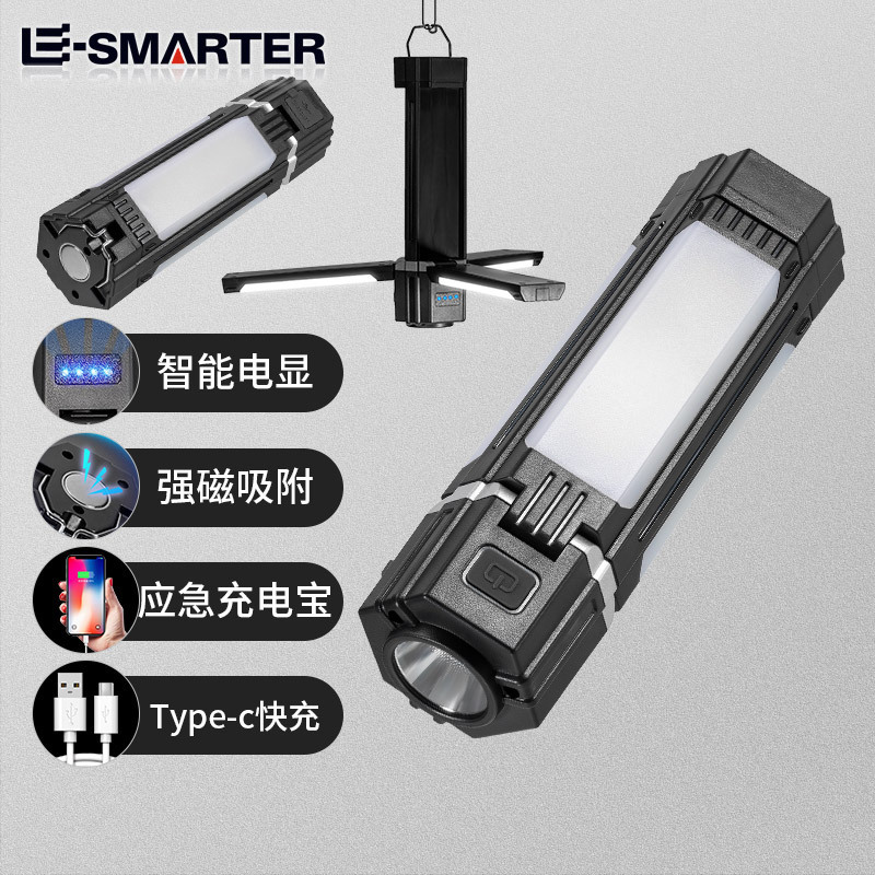 Collapsible Tent Lamp 3000Mah Rechargeable Portable Head Working Solar Flashlight Torch Lamp Led Camping Light With Usb