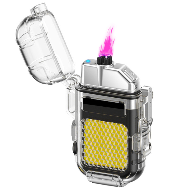 Double Arc Cigarette Transparent Body Usb Rechargeable Electric Torch Lighter For Men